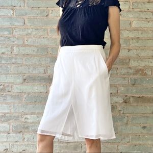 3.1 Phillip Lim Bermuda Short Bright White Sheer Chiffon Overlay Skirt Skort